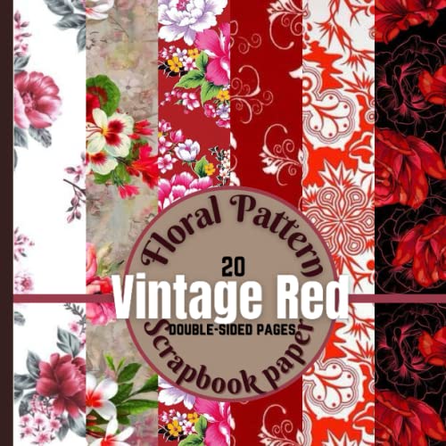 Vintage Red Floral Pattern Scrapbook Paper: Premium Color Decorative DIY...