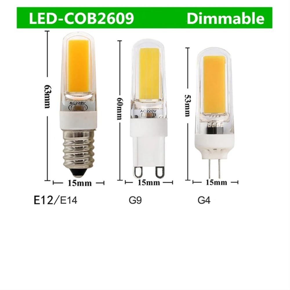HHF Illuminazione domestica, Confezione da 50, Lampadina LED COB AC220V G4/G9/E14 5W Dimmerabile LED Lampada da soffitto Faretto Lampadario Lampade(Natural Light,G9)
