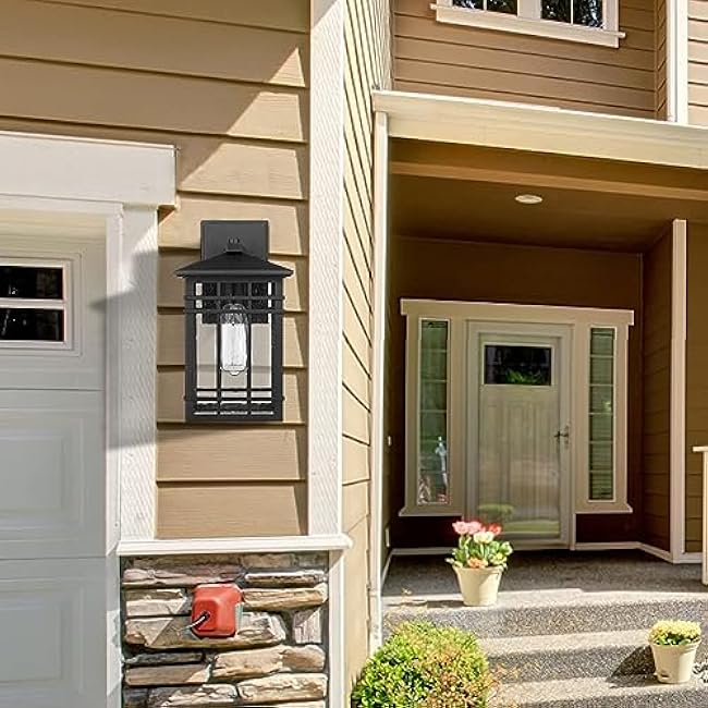 Outdoor Wall Lantern Exterior Light Fixture Outdoor Wall Lighting Fixture Seeded Glass 2 Pack