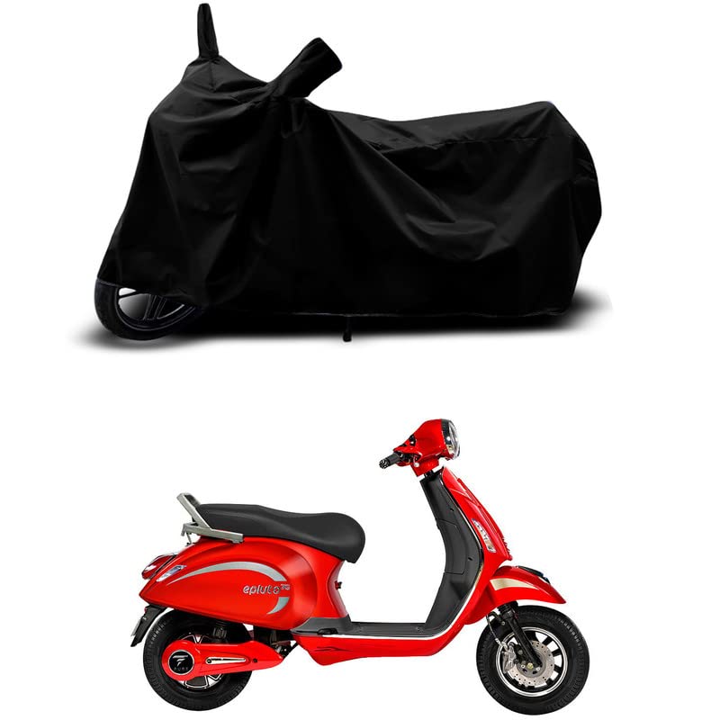Image of 100% Scratchproof /UV-Rays /Heat Protection /Birds Dropping /Water Resistant /Dust Proof /Waterproof /Full Bike Scooty Two Wheeler Body Cover Compatible for Pure EV Epluto All Varients[Black]