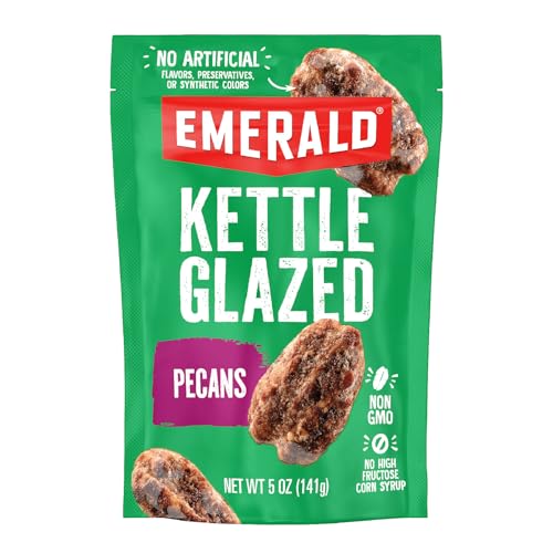 Image of Emerald Nuts Kettle Glazed Pecans (1-Pack), 5oz Resealable Bag, Kosher Dairy Certified, Non-GMO, Contains No Artificial Preservatives, Flavors or Synthetic Colors