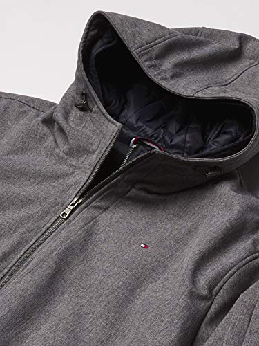 Image of Tommy Hilfiger Men's Soft Shell Fashion Bomber With Contrast Bib and Hood