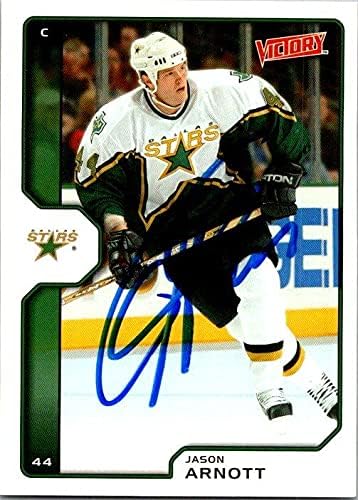 Jason Arnott autographed hockey card (Dallas Stars, FT) 2002 Upper Deck Victory #65 - Hockey Slabbed Autographed Cards