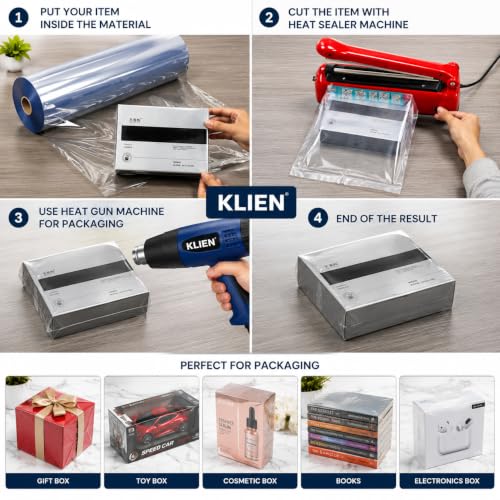 Image of KLIEN 4,6,8,10 INCHES WIDE, Clear Packaging Roll | Suitable for Boxes, Gifts, Household Items & Storage | 10 Meter Each Roll | Pack of 4