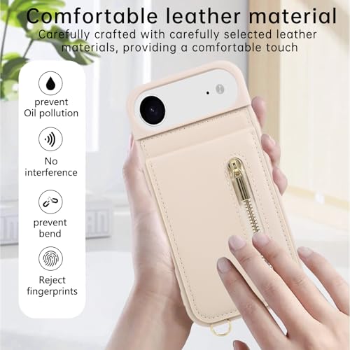 KYFSJPT Crossbody Wallet Case for iPhone 17 Air, with Card Slots Zipper Pocket Case, Flip Folio Purse RFID Blocking with Detachable Strap-Beige by KYFSJPT - Used condition - Image 7