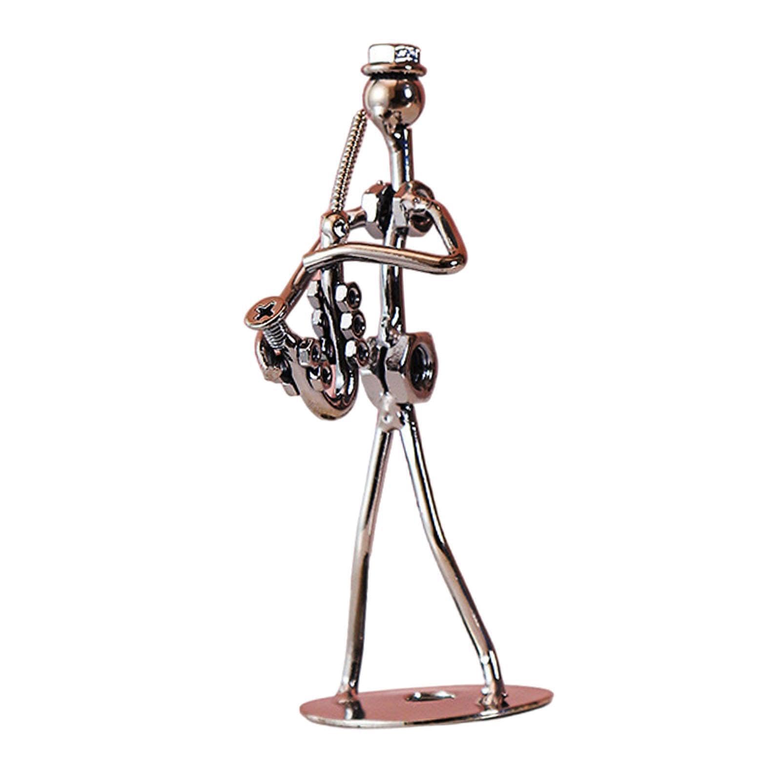 PIXZCSA Add Of Elegance To Space Art Sculpture Bookshelf Decor Statement Piece For Any Room Musical Man Statue Study Room, Saxophone, 5x13cm