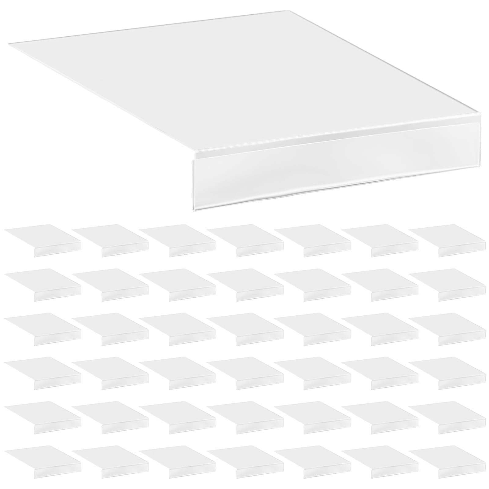 STARVAST 45 Stück Regal Etikettenhalter, Bücherregal Zubehör für Regalbeschriftung, Transparente Etikettenhalter zum Klemmen für Bibliothek, Büro & Lager (20 x 13 cm)