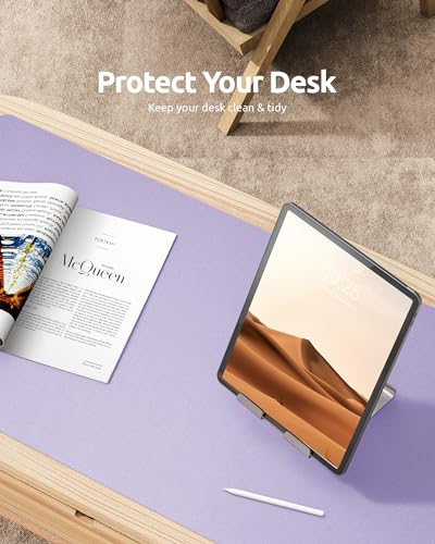 Image of YSAGi Leather Desk Mat, Large Mouse Mat, 60 x 35 cm, Light Purple
