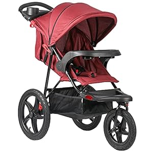 Qaba Baby Stroller Foldable Carriage for Toddler with Adjustable Backrest and Canopy Suspension System Rubber Tire 5…