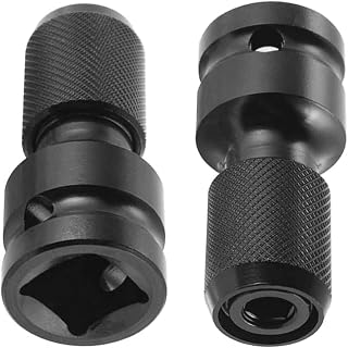 SPEACOUR 2 PCS Impact Adaptor 1/2 Square Drive to 1/4 Hex Shank Socket Adapter Quick Release Chuck Converter Durable Hexagonal Socket Adapter for Impact Ratchet Wrench Screwdriver Bit (Black)