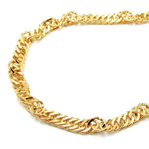 Preisvergleich Produktbild Unbespielt Modeschmuck Kette Halskette Singapurkette vergoldet diamantiert für Frauen Länge 70 cm x 3 mm Anhängerkette Double Collier Damen