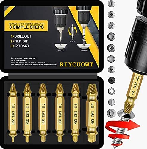Gifts for Men, 6Pcs Titanium Damaged Screw Extractor Set -