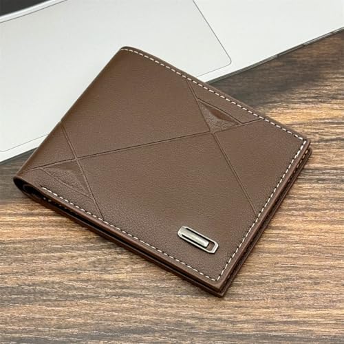 Mens Bifold Wallet Blocking Slim Minimalist Front Pocket - Thin & Stylish with ID Window 05（coffee）