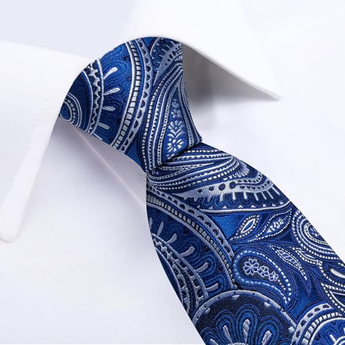 Image of DiBanGu Mens Paisley Tie Set Silk Woven Jacquard Necktie and Pocket Square Cufflinks Gift Set for Wedding Bussiness