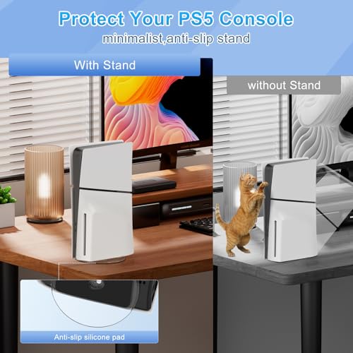 Image of Vertical Stand for PS5 Pro,Stable Stand for PS5 /PS5 Pro /PS5 Slim Console Disc & Digital,Nice Look PlayStation 5 Non-Slip Base Accessories, Tool-Free Installation with a Sturdy Screw