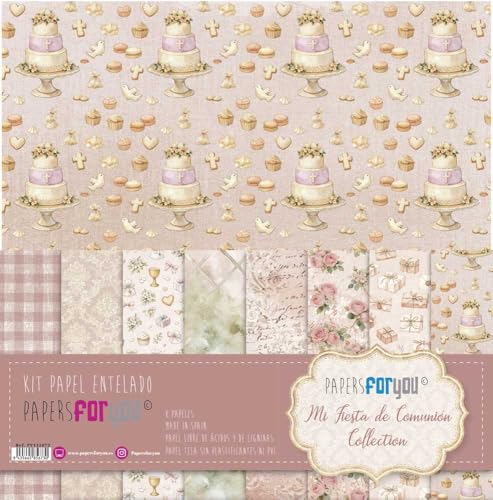 Papier scrapbooking communion fille anti gondolement kit 8 feuilles