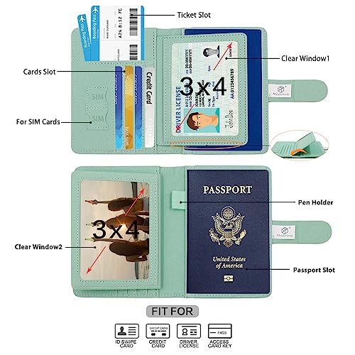Image of Melsbrinna Rfid Passport Holder for Travel women /Men, Cute Passport Wallet Rfid Blocking Card Slots, Rfid Passport Cover /CaseTravel Wallet, Passport Book Holder (1, Green4)