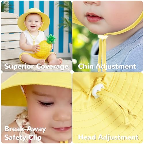 Image of HECCEI Toddler Baby Sun Hat, UPF 50+ Wide Brim Infant Bucket Hats for 0-6Y