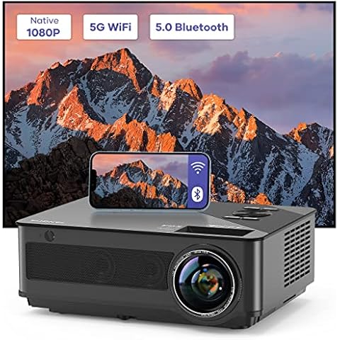 WiFi Bluetooth Projector - 1080P Native HD Projector Outdoor Movie Projector Support 300" Screen, FANGOR 6" TFT Panel Home Theater Video Projector with HiFi Stereo for Smartphone, DVD, Laptop, PS4 Cover