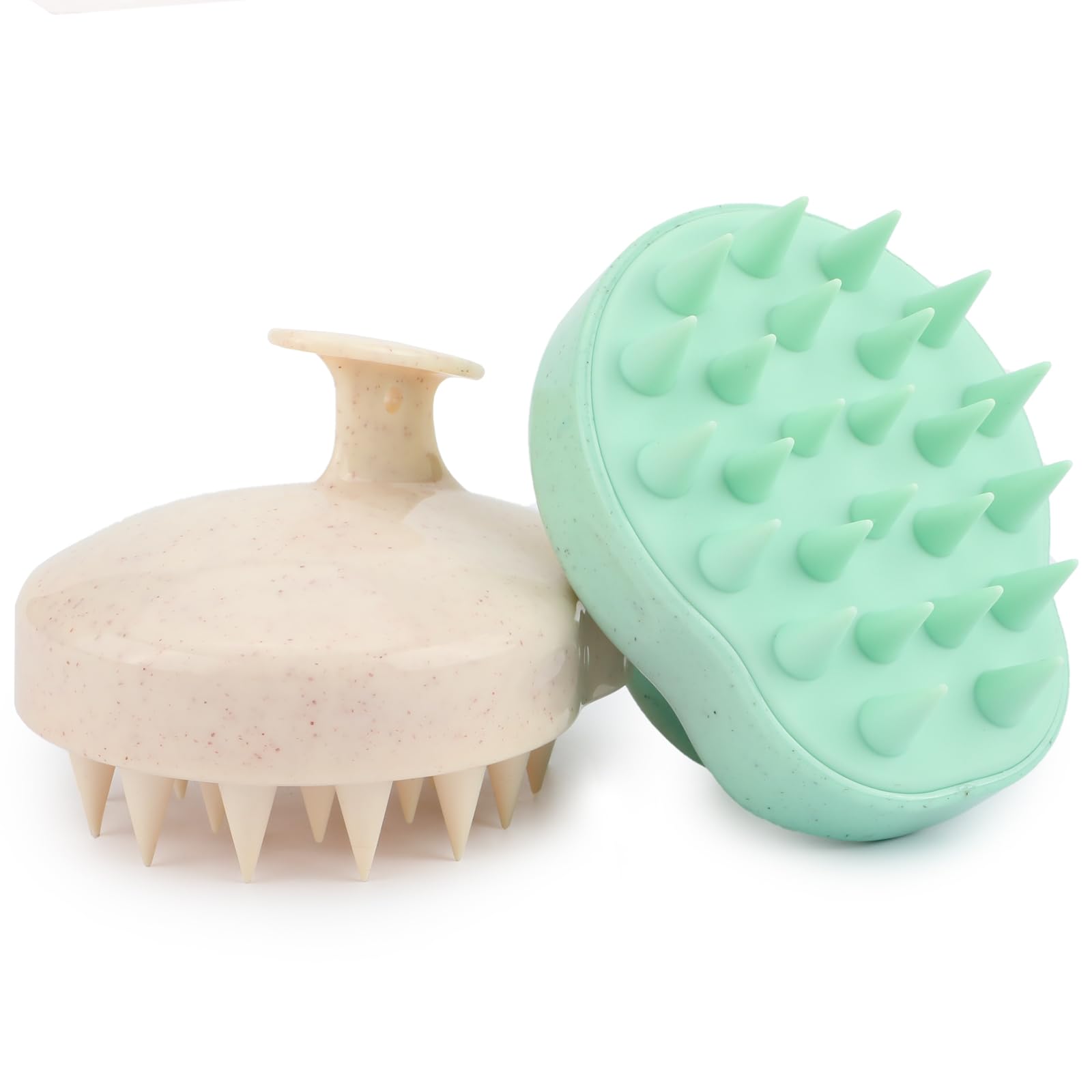 Hience 2 Pack Scalp Massager Brush - Hair Exfoliator with Wheat Straw Handle and Soft Silicone Bristles, Eliminates Dandruff and Encourages Hair Growth, Dry and Wet