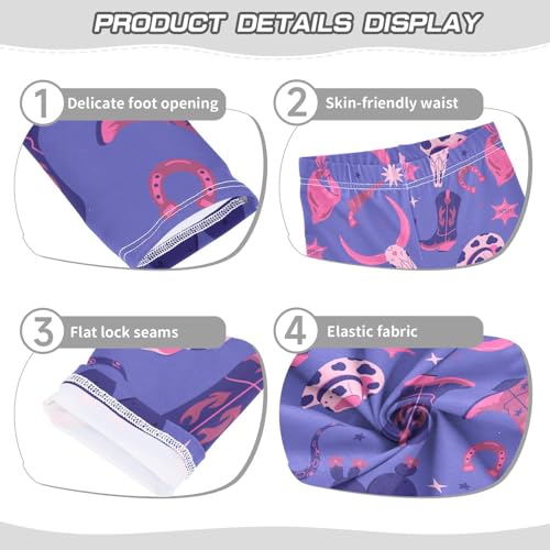 Wild West Style in Pink and Blue Colors Girls Leggings,Workout Leggings for Girls Toddler Athletic Leggings Size for 3-10T3