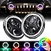 YEEGO DIRECT 7 Inch LED Headlights for Wrangler Headlights, DOT Approved, Round RGB Halo Angel Eye for 1997-2017 Wrangler JKU JK LJ CJ TJ Sahara Sport Rubicon Headlight APP Custom Colors