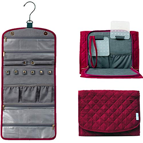 CD Pacific Foldable Hanging Travel Jewelry Organizer Roll for Rings, Necklaces, Bracelets, Earrings