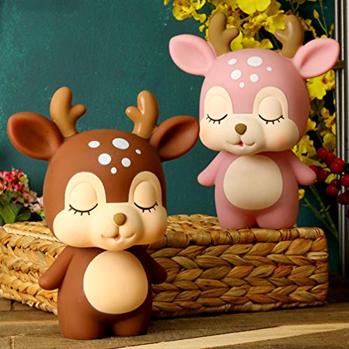 Toyvian Deer Figurine Deer Piggy Bank Kids Cartoon Animal Coin Bank Cash Coin Can New Year Money Saving Box Desktop Ornaments for Baby Shower Birthday Holiday Coffee Elk Statue
