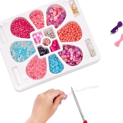 Image of FLO Divas Boutique Girls Jewelry Making Kit | 1750+ Colorful Beads, Metallic Charms, Bracelet & Necklace DIY Craft Kit | Jewelry Making Kit for Kids Girls Teens | Beads, Thread, Earring Hooks