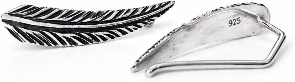 Sovats 925 Sterling Silver Feather Ear Climber Earrings for Women, Dainty Boho Nature Ear Crawlers Minimalist Silver Jewelry Gift