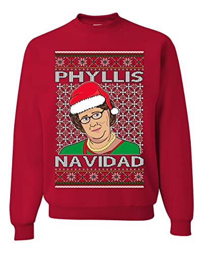 Wild Bobby 'Feliz Navidad' Ugly Christmas Sweatshirt For Men - Red Crewneck Graphic Holiday Sweater, Size Large