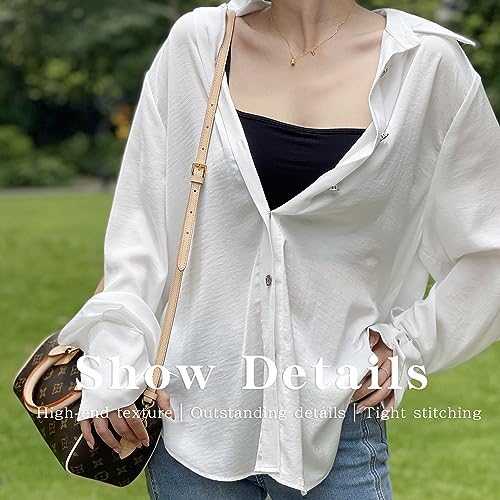 Image of Vachetta Leather Strap for Speedy Bag, Multi Length Handmade Adjustable Cowhide Crossbody Purse Strap for Handbag 【0.47 Inch Wide, Beige】