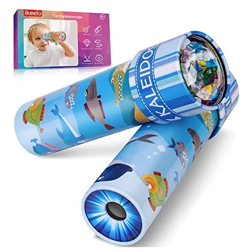 iKeelo Classic Tin Kaleidoscope, 2 Pack Kids Educational Kaleidoscope Toy with Metal Body, Birthday Gift for Boys and Girls (Under Water World -2 Units)