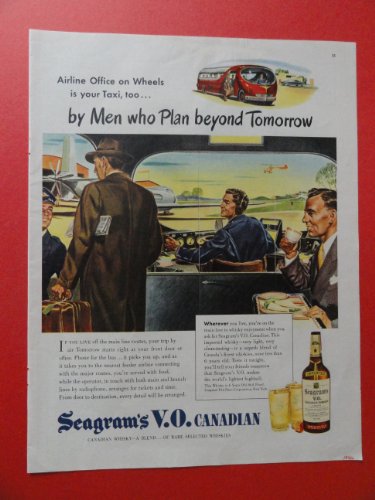 1946 Seagram's V.O. Canadian Whiskey , print advertisment (air port.) original vintage magazine Print Art.