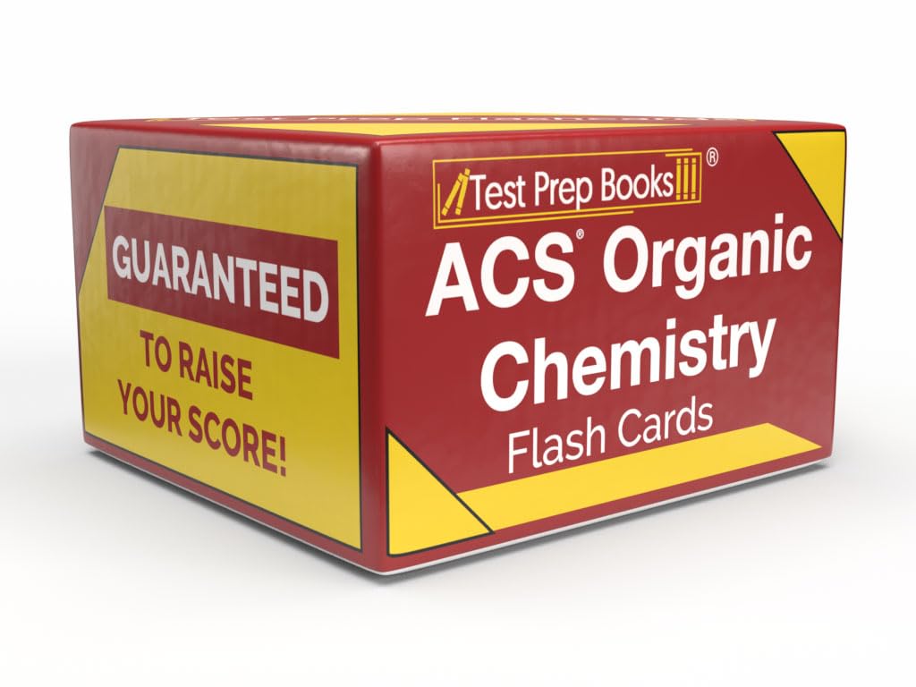 Tarjetas de estudio de química orgánica ACS 2024-2025: Revisión del examen de química orgánica ACS y preguntas de prueba de práctica [tarjetas a todo color]
