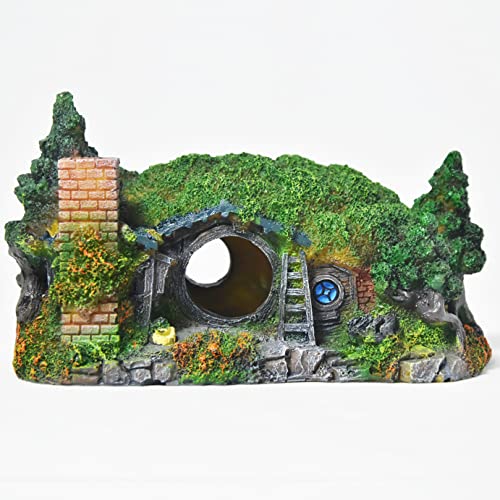 fazhongfa Decorazioni per acquari Hobbit Castello Accessori per acquari Accessori Betta Giocattoli Decorazione per Acquario Scena Disposizione Ornamenti Acquario Serbatoio di Pesce Resina Decorare