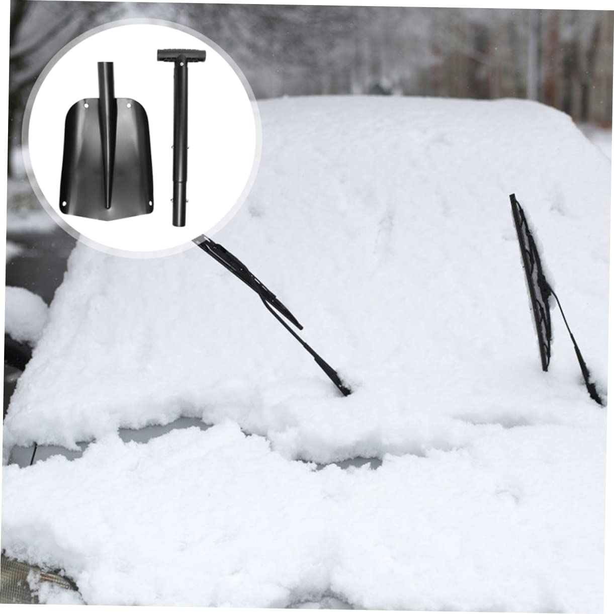 Abaodam Faltbare Schneeschaufel für Ergonomischer Abnehmbar und Platzsparend für Notfälle und Schneeräumung im Winter mit Stabiler Verbindung und Rutschfestem Design