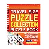 Sixstore A5 Spiral Bound Travel Size 3 in 1 Sudoku, Word Search, Crossword Puzzle Collection Book, Orange