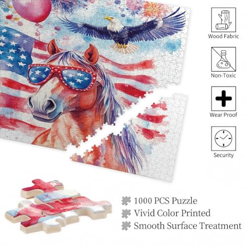Rompecabezas de caballo de 1000 piezas: madera y motivos americanos 6