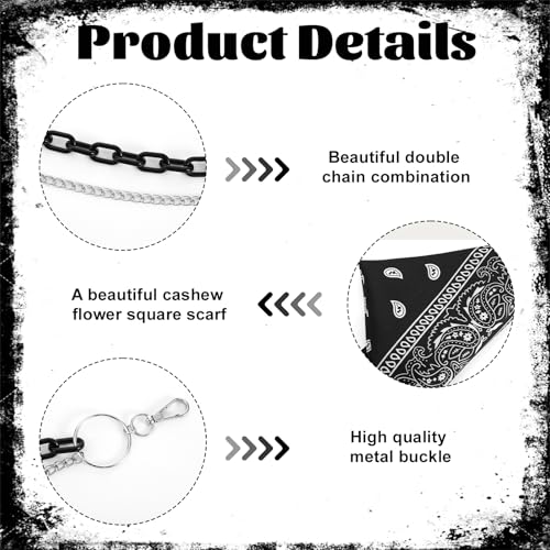 Ymapinc Bandana Pants Chain for Jeans, Punk Y2K Jean Chain for Men, Hip Hop Waist Chains, Grunge/Rave/Streetwear Jewelry, Paisley Pattern Outfit Accessories