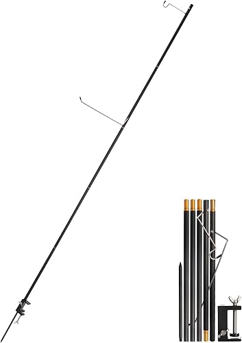 REDCAMP Farol plegable de 72 pulgadas de alto con estacas y ganchos, postes de lámpara plegables de aleación de aluminio ultraligeros portátiles