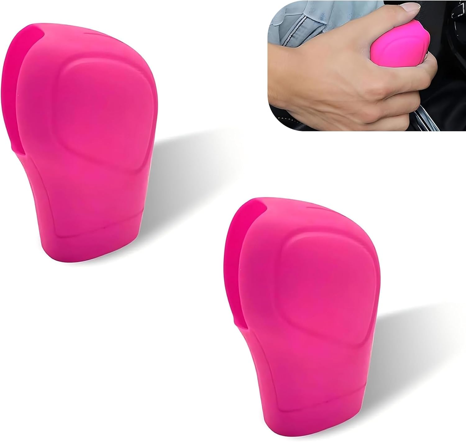 2PCS Car Gear Shift Knob Cover, Flexible Elastic Silicone Auto Shift Cover Protector, Anti-Slip Auto Knob Gear Stick Protector, Universal Gears Stick Shifter Protectors for Most Vehicle(Pink)
