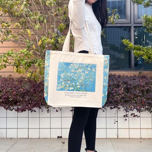 BROADREAM Jutebeutel Bedruckt Vintage, Jute Beutel, Einkaufstasche Bag, Canvas Tote Bag Aesthetic Vintage Taschen Groß Umhängetasche Stofftaschen für Damen Uni Arbeit