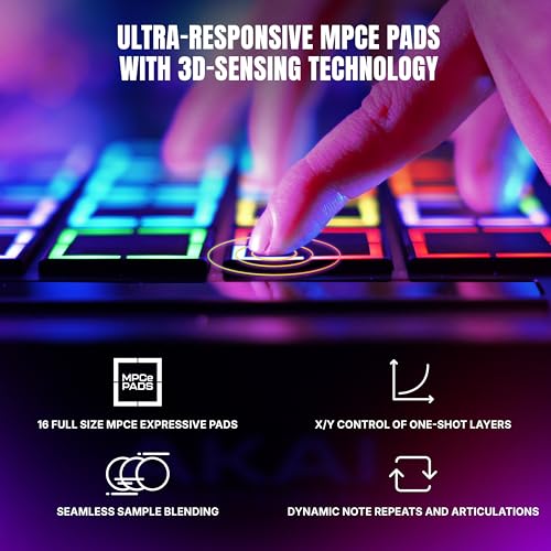 Image of Akai Professional MPC Live III Standalone Portable Music Production Center with MPCe Pads, Sequencer, Touchscreen, Mic, Stereo Monitors, Audio Interface, Wi-Fi, Bluetooth, Battery, Touchstrip