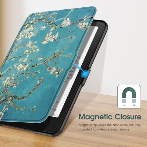 Image of Fintie Case for 7 inch All-New Kindle Paperwhite (12th Generation, 2024) and Kindle Colorsoft Signature Edition - Slim Lightweight Shell PU Leather Protective Cover with Auto Sleep /Wake, Blossom