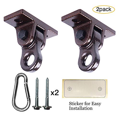 Image of ABUSA Heavy Duty Bronze Swing Hangers Screws Bolts Included Over 5000 lb Capacity Playground Porch Yoga Seat Trapeze Wooden Sets Indoor Outdoor (2 Pack)