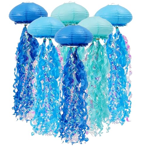 Lanterne di Carta Meduse,6 Pezzi Lanterne di Carta Colori da Appendere a Sirena, Decorazioni per Feste di Compleanno Sotto il Mare per Matrimoni Giardino Festa di Compleanno Famiglia Riunioni Patio
