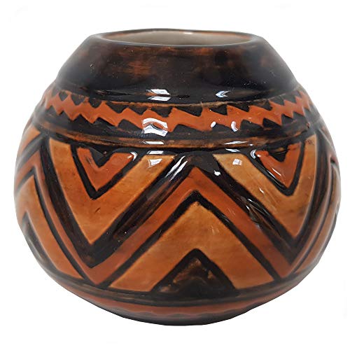 Gaucho Bruno - Mate de ceramica con diseño tribal - Reusable y Fácil de limpiar - ideal para el hogar o para viajes