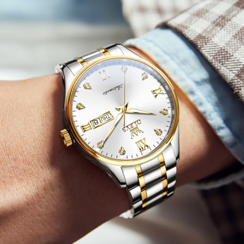 Image of OLEVS Automatic Watches for Men Self Winding Mechanical Wristwatch Luxury Business Dress Stainless Steel Luminous Waterproof Calendar Mens Watch