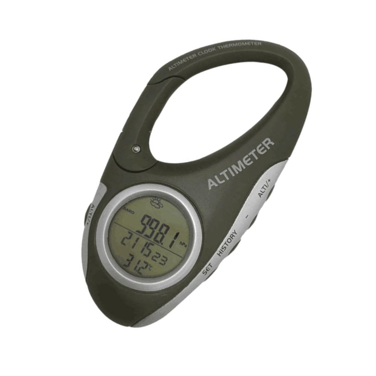Sosoport Handheld Altitude Meter Barometer for Hiking Camping Car Lightweight Carabiner Thermometer for Outdoor Activities